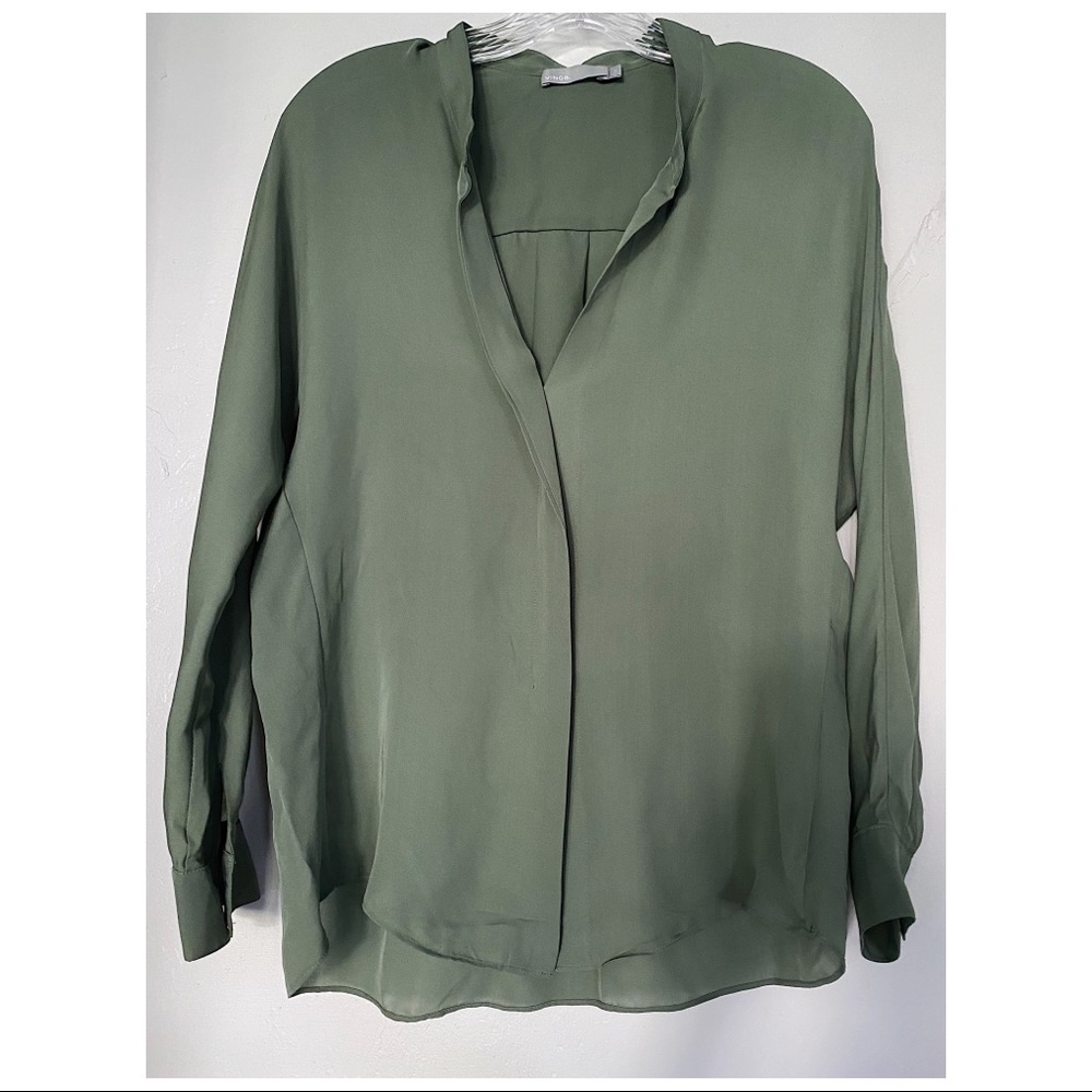 Vince sage double front silk blouse